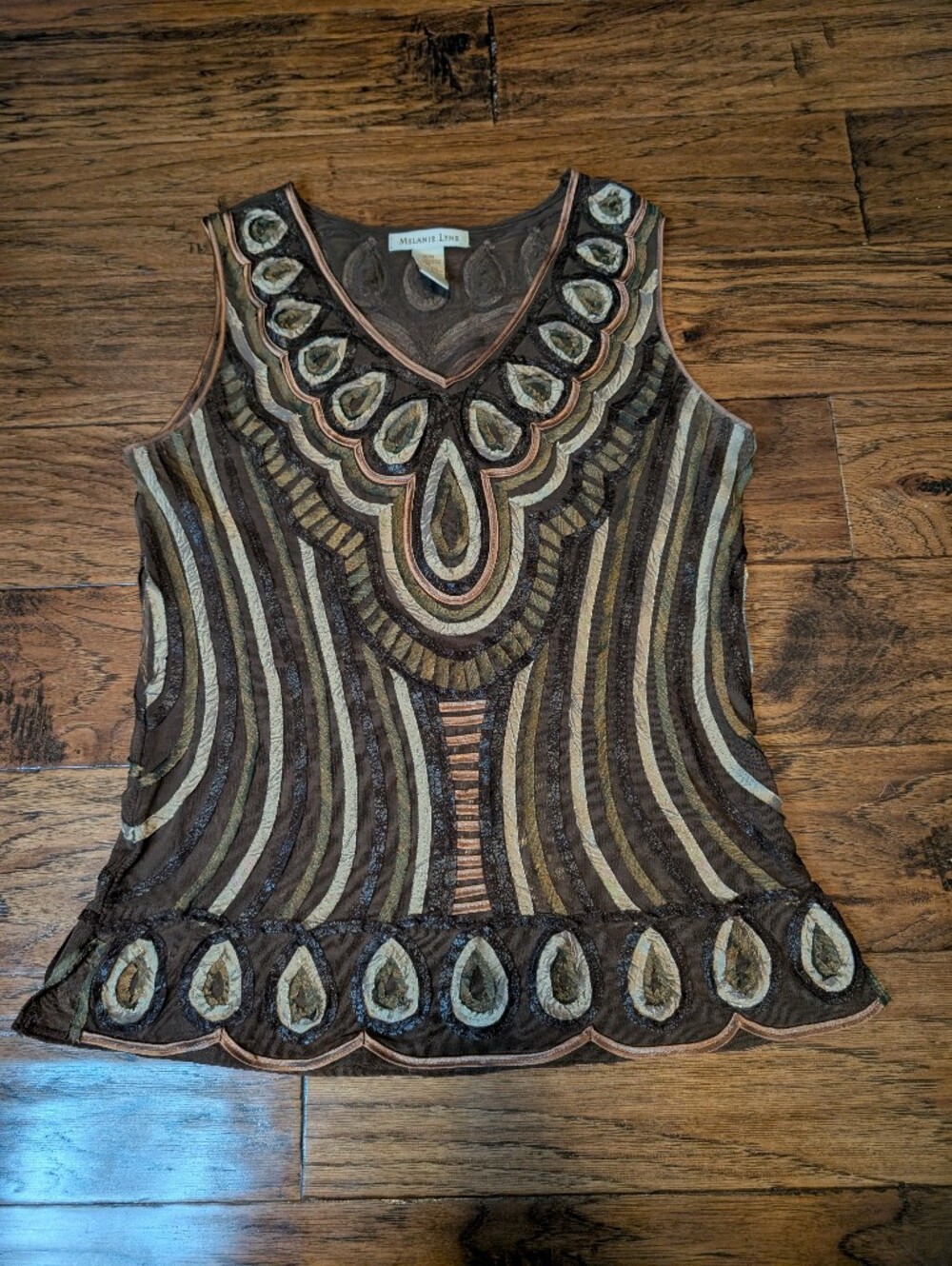 Melanie Lyne Absolutely Gorgeous Mesh and Ribbon Tank Top Size Medium